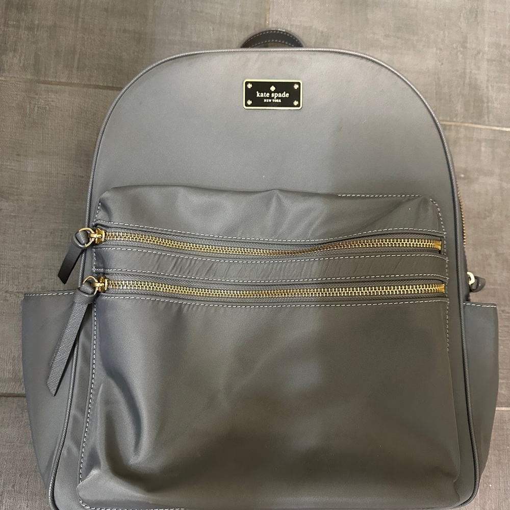 Kate Spade Metallic Gray Backpack with Gold Details